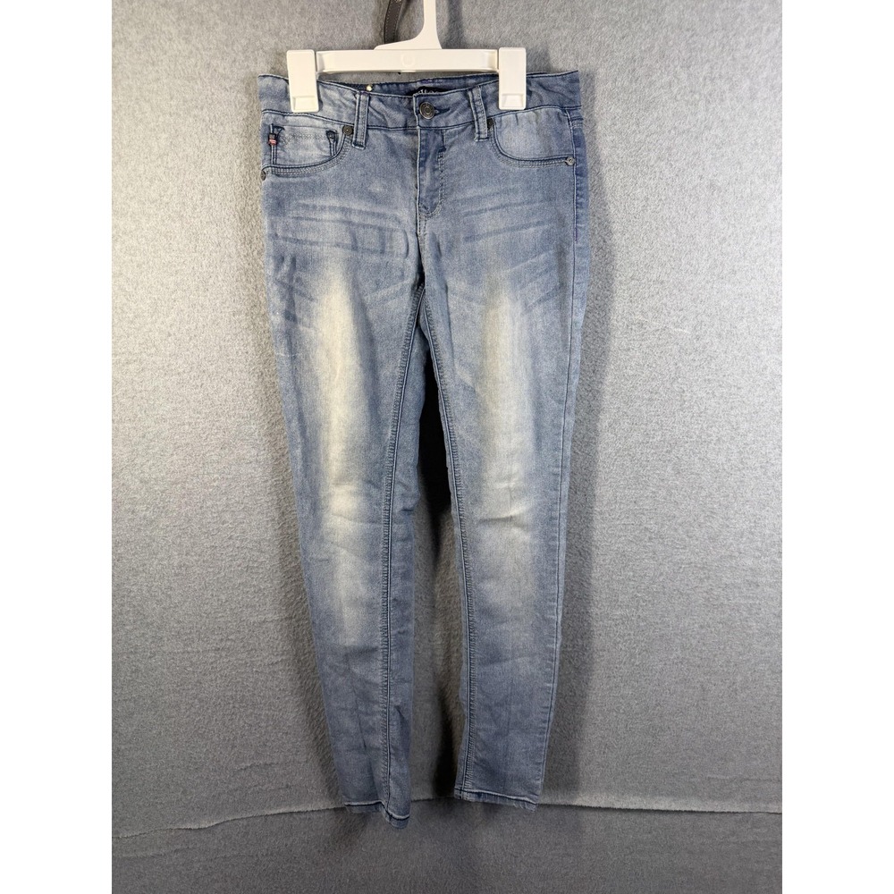 Vigoss Skinny Jeans Girls 14 Blue Faded Embroidered Back Pockets Stretch Denim